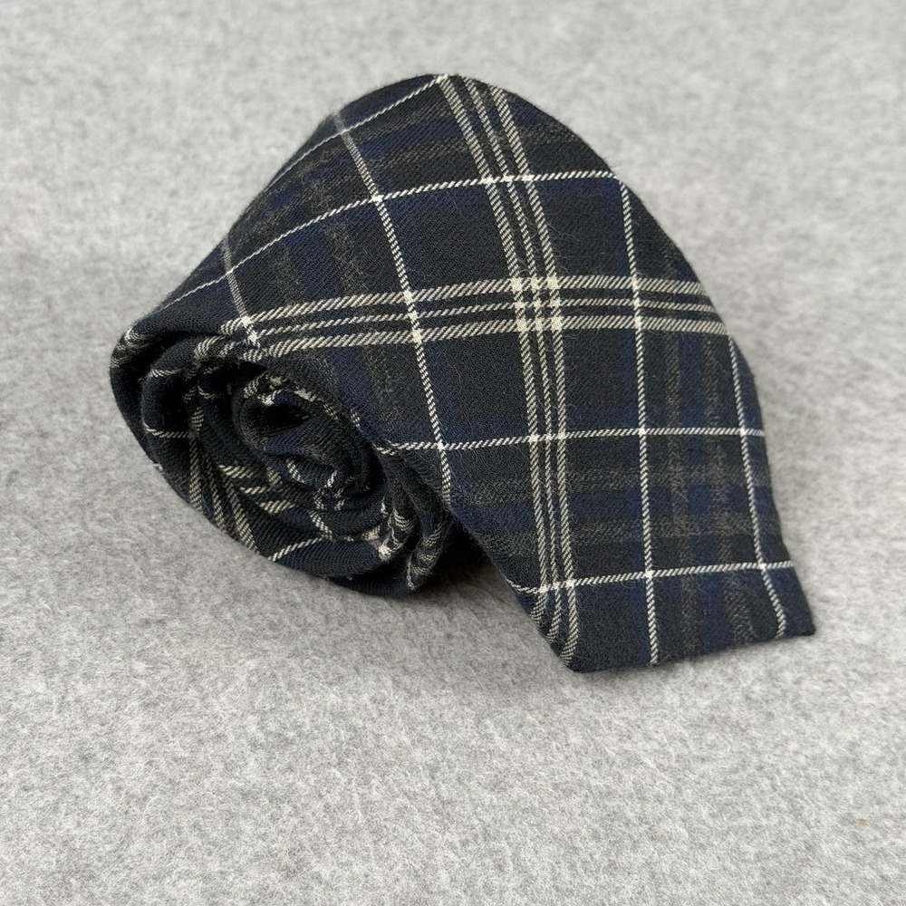OASISS 100% Cotton Plaid Neck Tie Navy Gray Black White‎ Windowpane NWT 59x3.1"